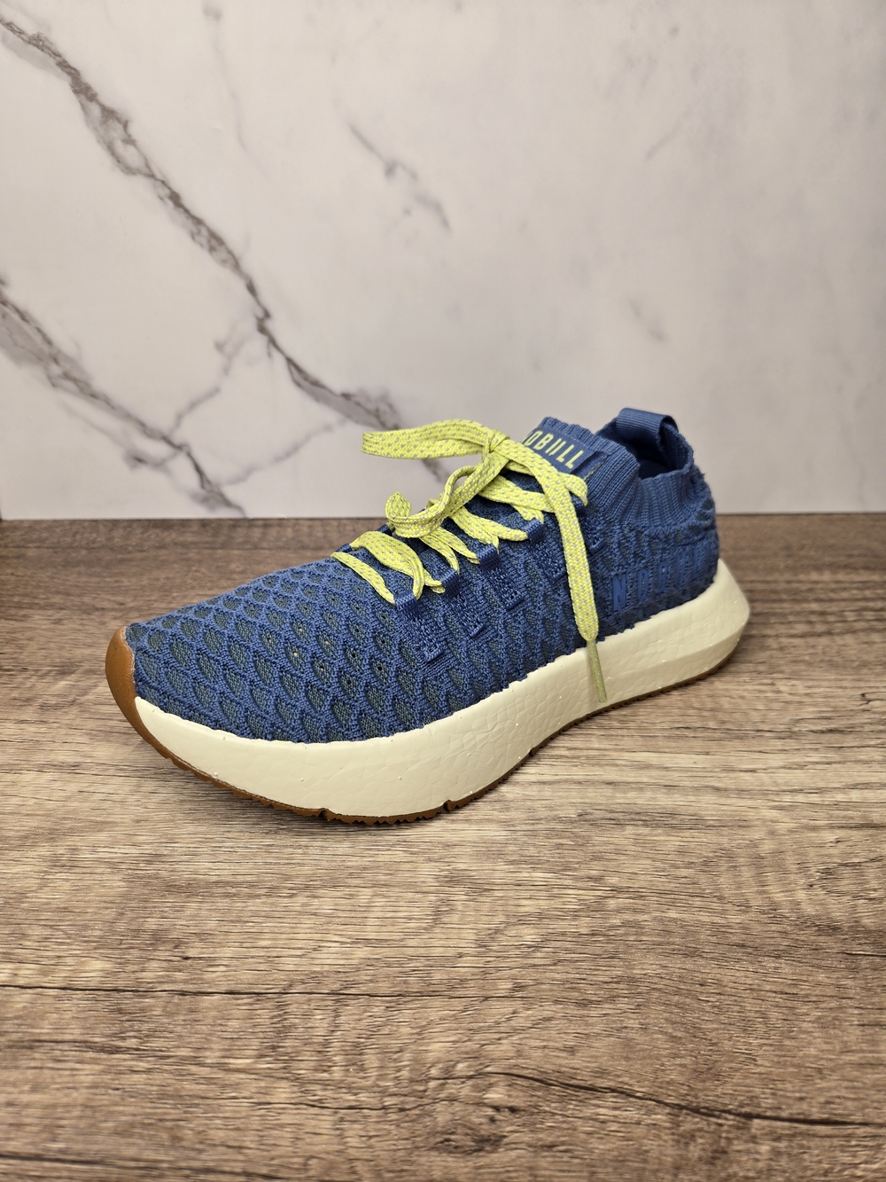 NOBULL Blue Knit Sneaker with Neon Yellow Laces